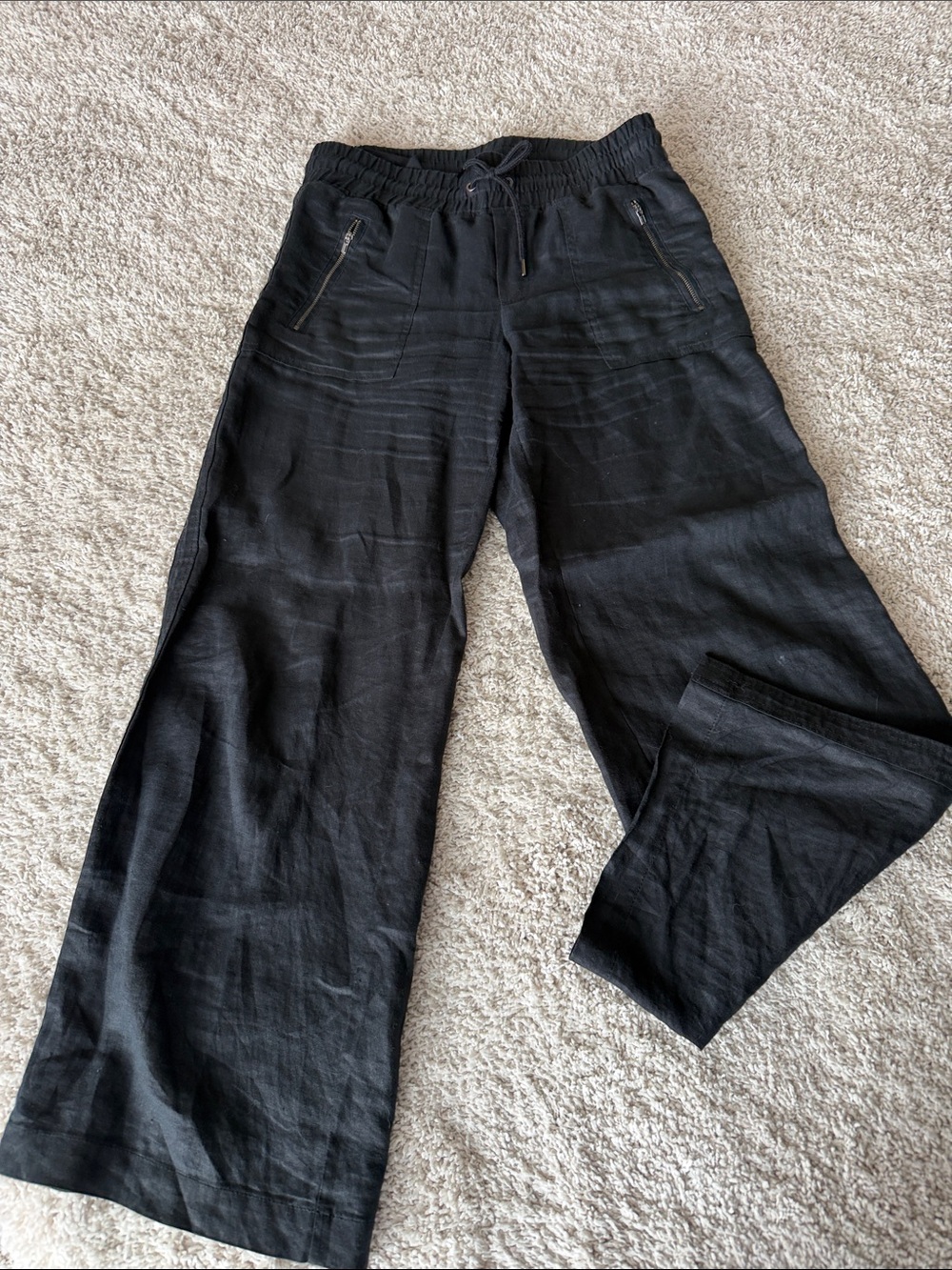 Athleta Black Elastic Waist Wide-Leg Pants